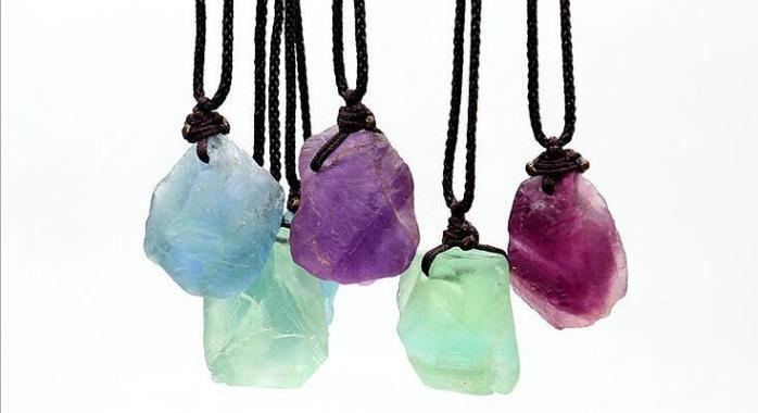 color fluorite stone necklaces